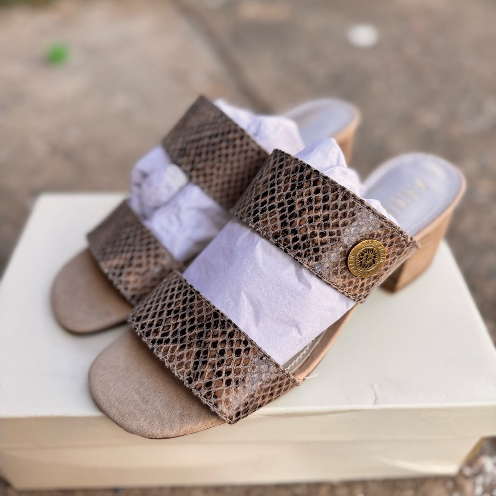 ANNE KLEIN Breeze Slip On Block Heels in Natural